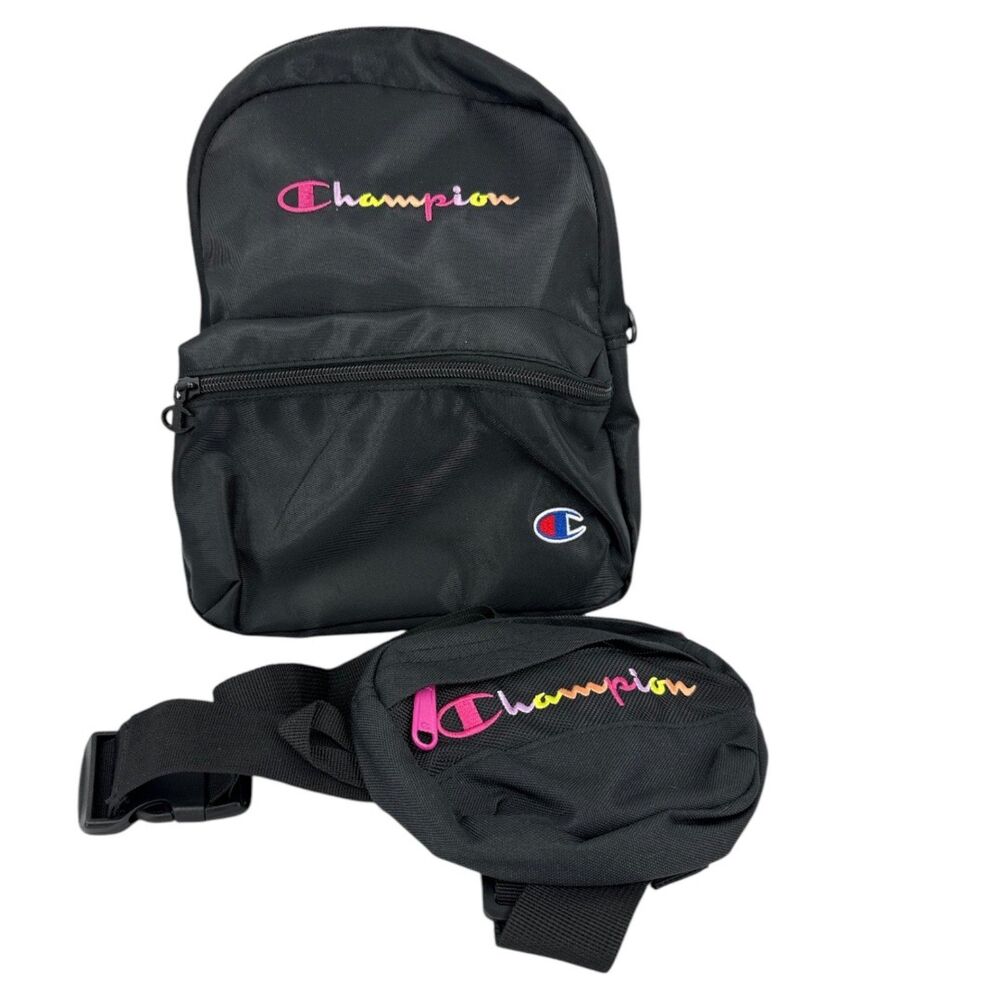 Champion Black Mini Backpack & Waist Pack Set - Black